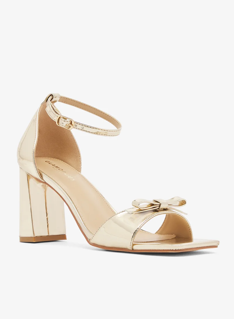 GLAMOROUS Wide Fit Low Block Ankle Strap Heeled Sandals